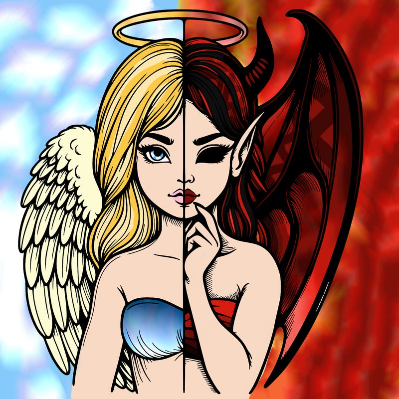 realistic angel half demon