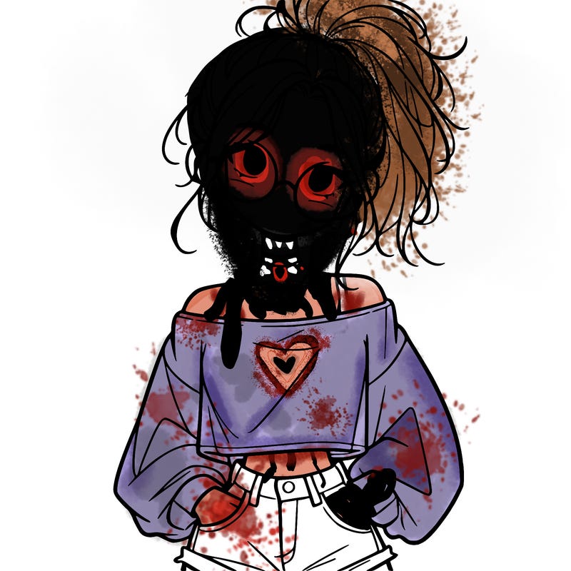 girl with a messy ponytail glasses a baggy crop top and jean shorts