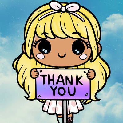 girl holding a thank you sign