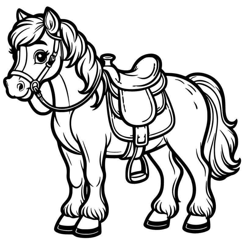 horses with saddle and bridle