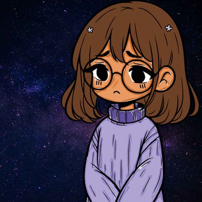 sad girl with glasses in a sweater