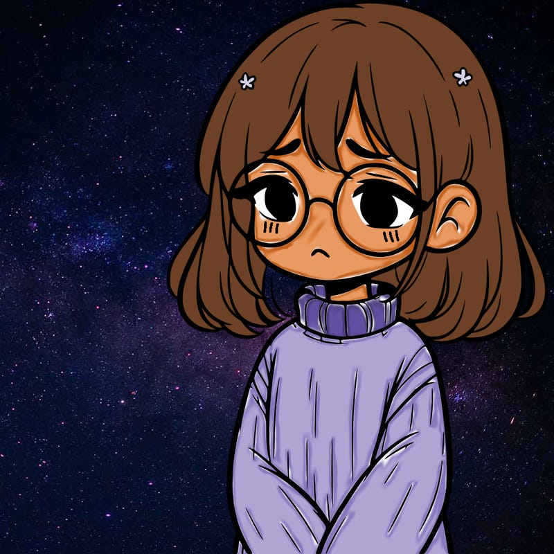 sad girl with glasses in a sweater