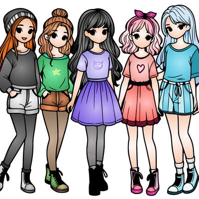 a group of five girls