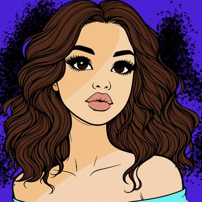 realistic girl with wavy hair and lips