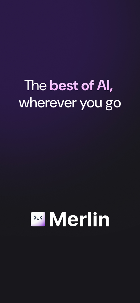 Merlin AI: AI Chat Assistant - Merlin AI app splash screen with the tagline The best of AI wherever you go