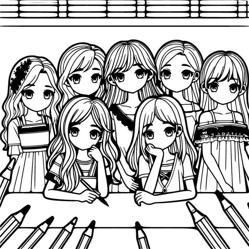 8 girls drawing