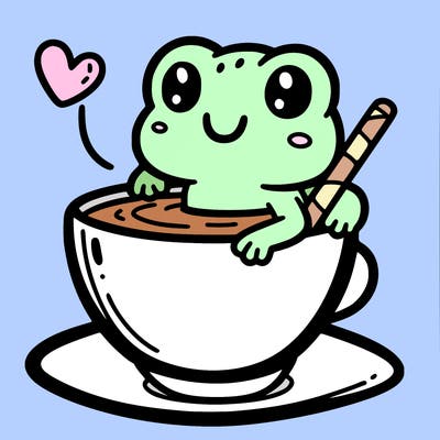 cute frog in a tea cup