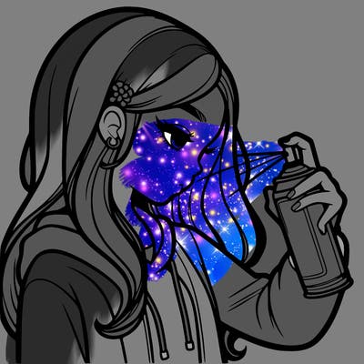 a realistic girl spray painting