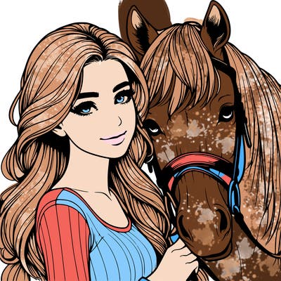 realistic girl with horse