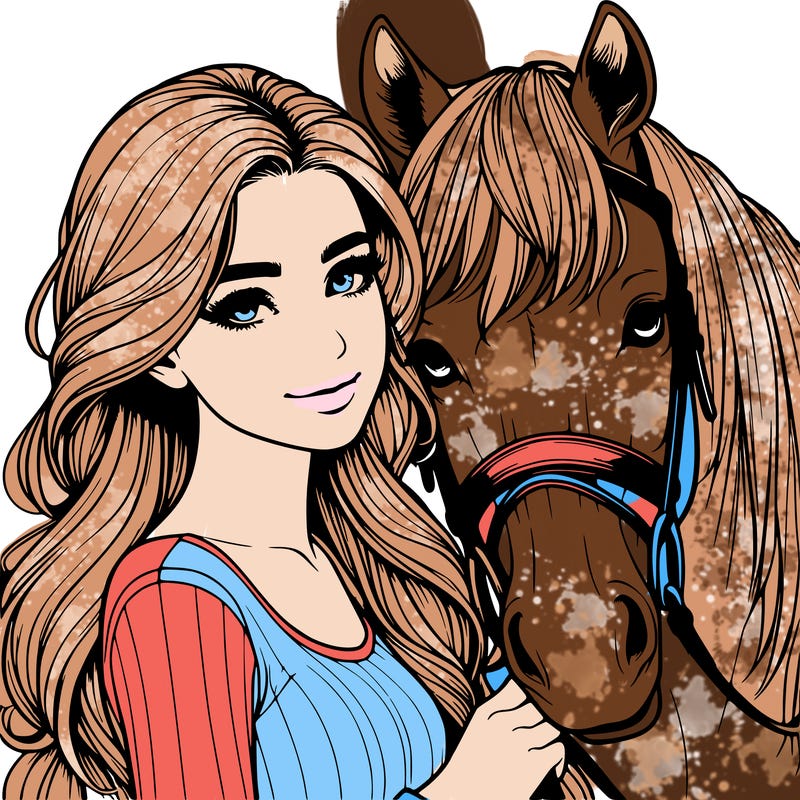 realistic girl with horse