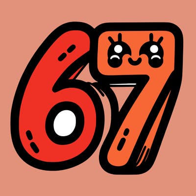 the numbers 67