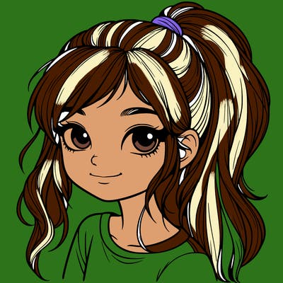 realistic girl with ponytail