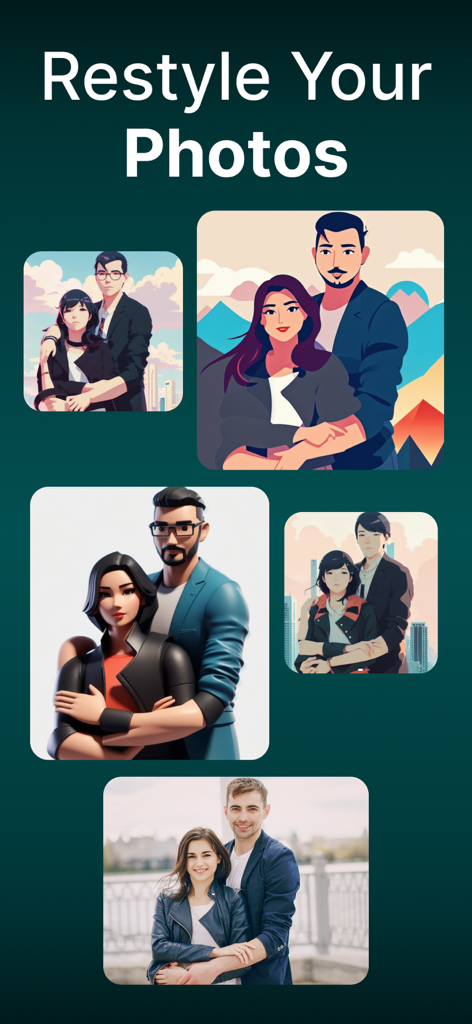 Imagine - AI Art Generator - A couple photo transformed into anime and 3D styles using Imagine AI Art Generator