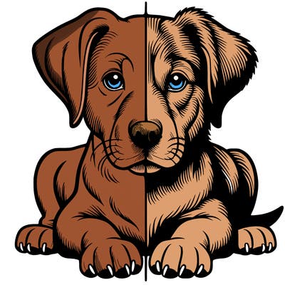 realistic dog split picture