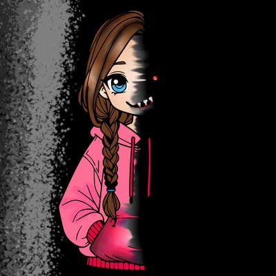 a realistic girl with a oversized hoodie and she has braids