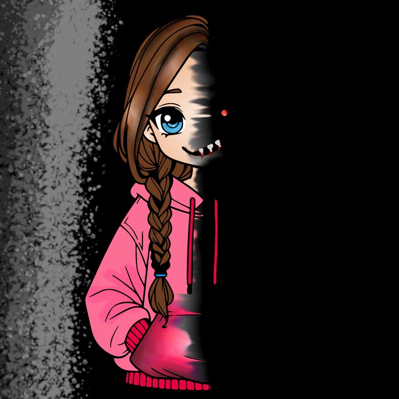 a realistic girl with a oversized hoodie and she has braids