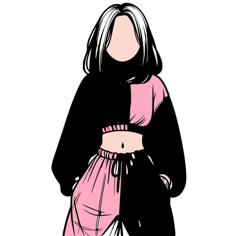 realistic girl faceless with baggy pants and a crop top