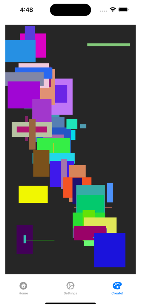 Paint By Splat! - A vibrant abstract digital painting made of colorful rectangular shapes on a dark background