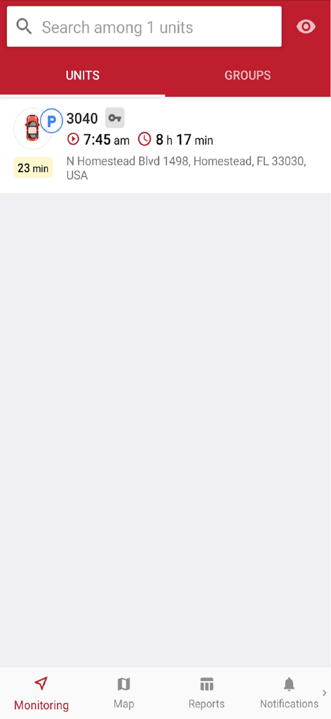 WBC Fleet - WBC Fleet monitoring interface showing vehicle location and status