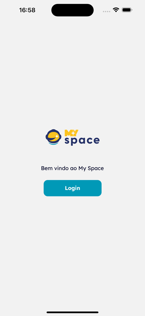 MySpace - Welcome login screen for the MySpace employee engagement app showing the logo and a login button.