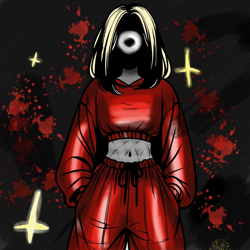 realistic girl faceless with baggy pants and a crop top