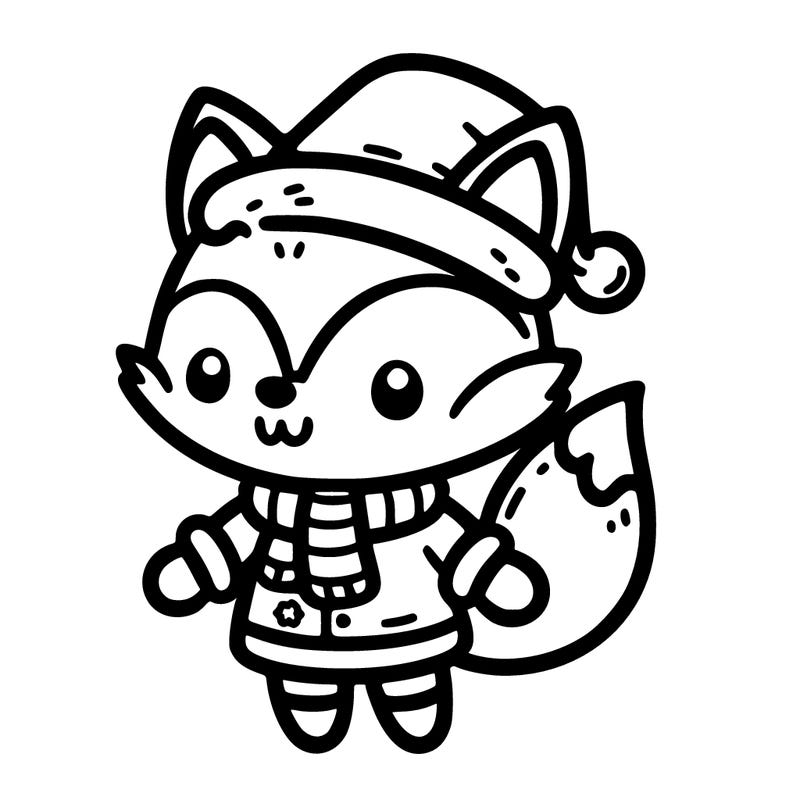 cute little fox with a cute little christmas outfit