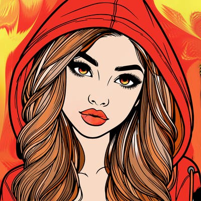 realistic beautiful girl with a hood on