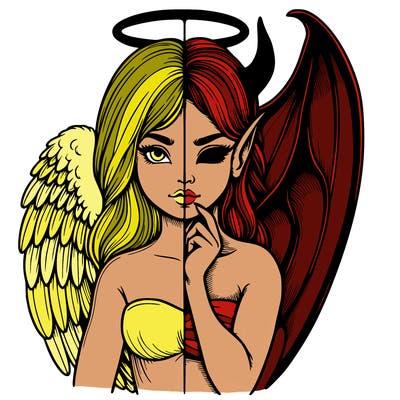 realistic angel half demon