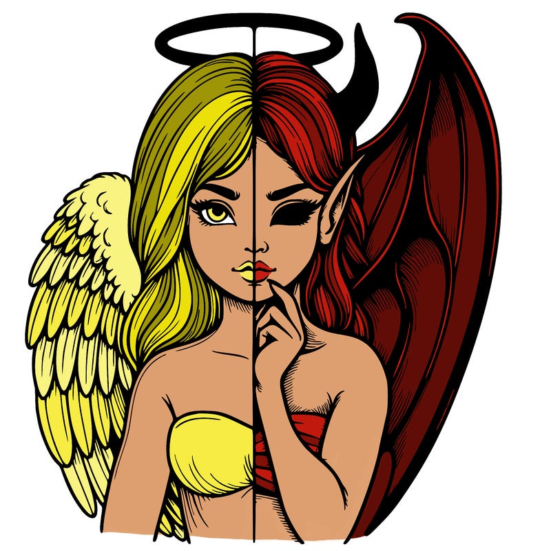 realistic angel half demon