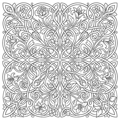 Dive into a world of complex beauty with this exquisite Celtic flower knot coloring page, perfect for teens seeking a detailed and rewarding creative challenge. Discover intricate patterns of intertwined florals and traditional knotwork, offering hours of mindful artistic expression.