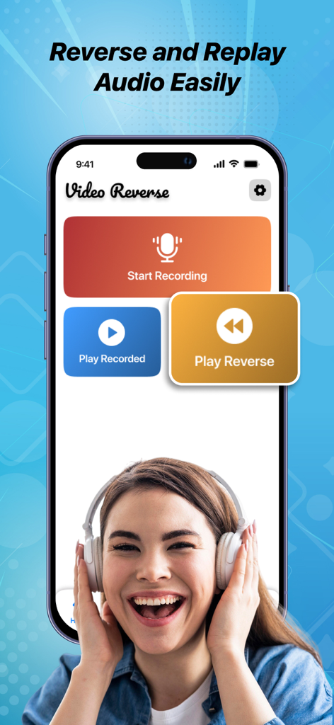 Interface of the Reverse Audio Sing Challenge app with buttons to start recording and play audio in reverse