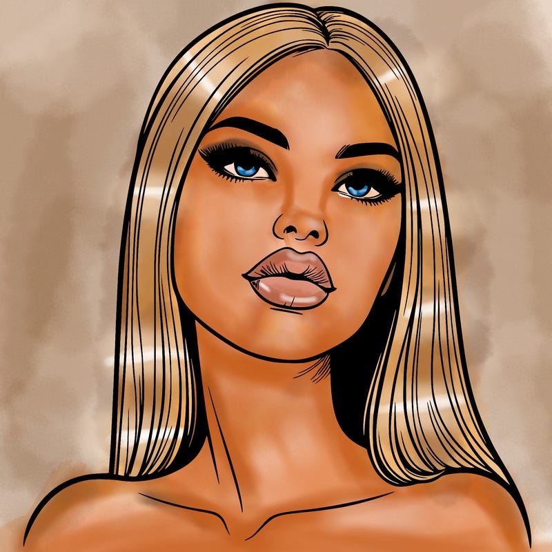 realistic woman with full lips