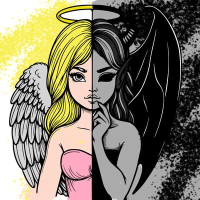 realistic angel half demon