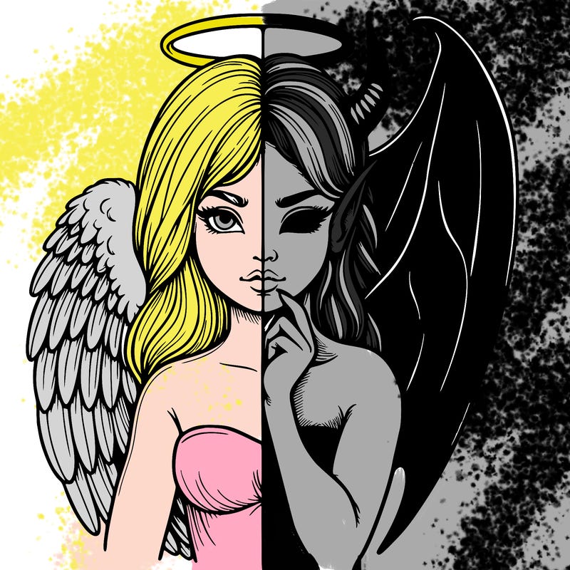 realistic angel half demon