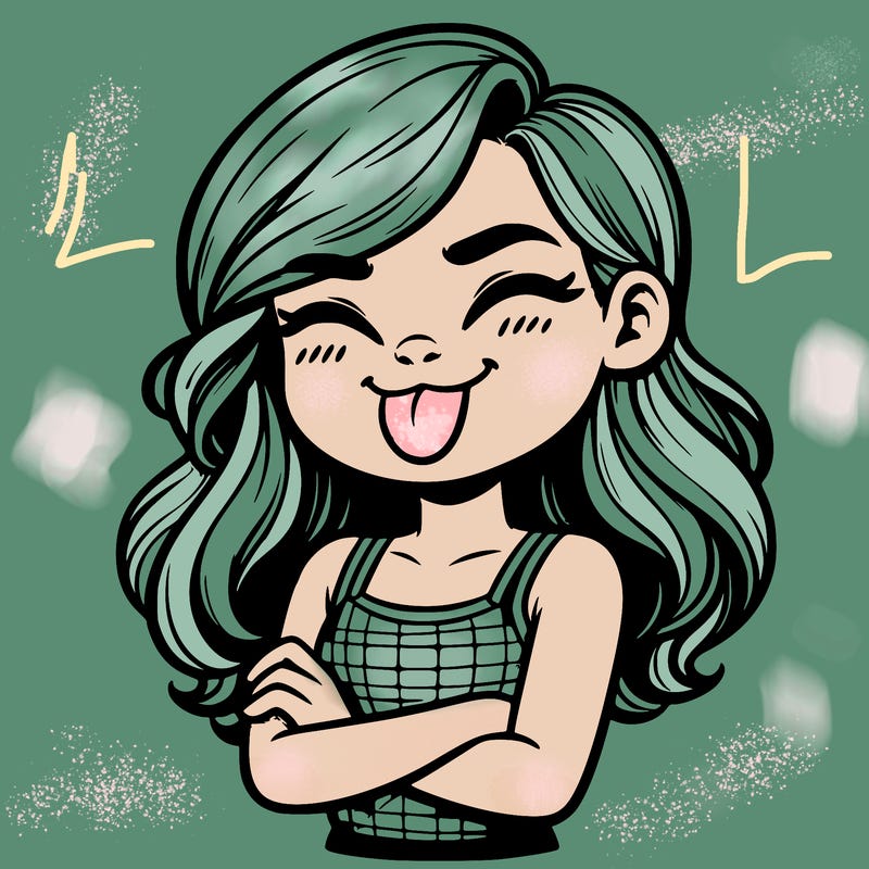 realistic girl crossing her arms and wearing a tank top with her tongue held out she has long hair