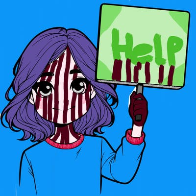 realistic girl holding up a sign