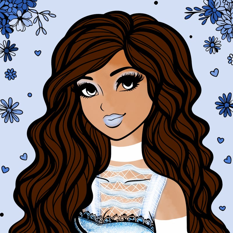 pretty woman with long wavy hair