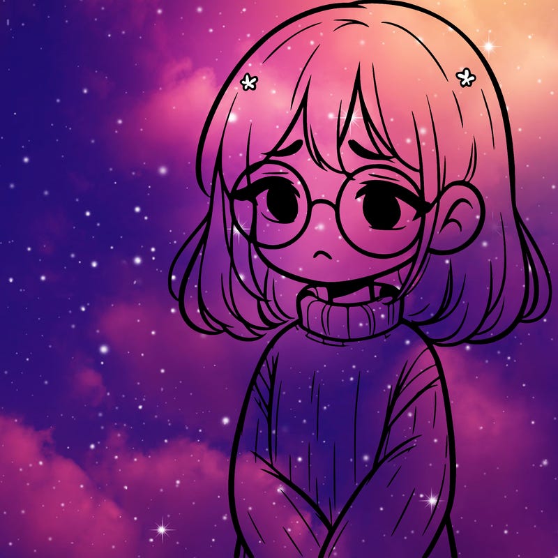 sad girl with glasses in a sweater