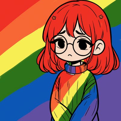 sad girl with glasses in a sweater