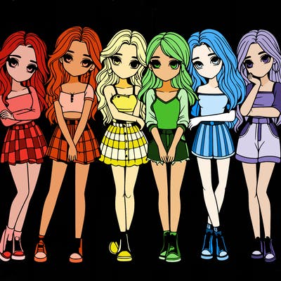 a group of girls realistic