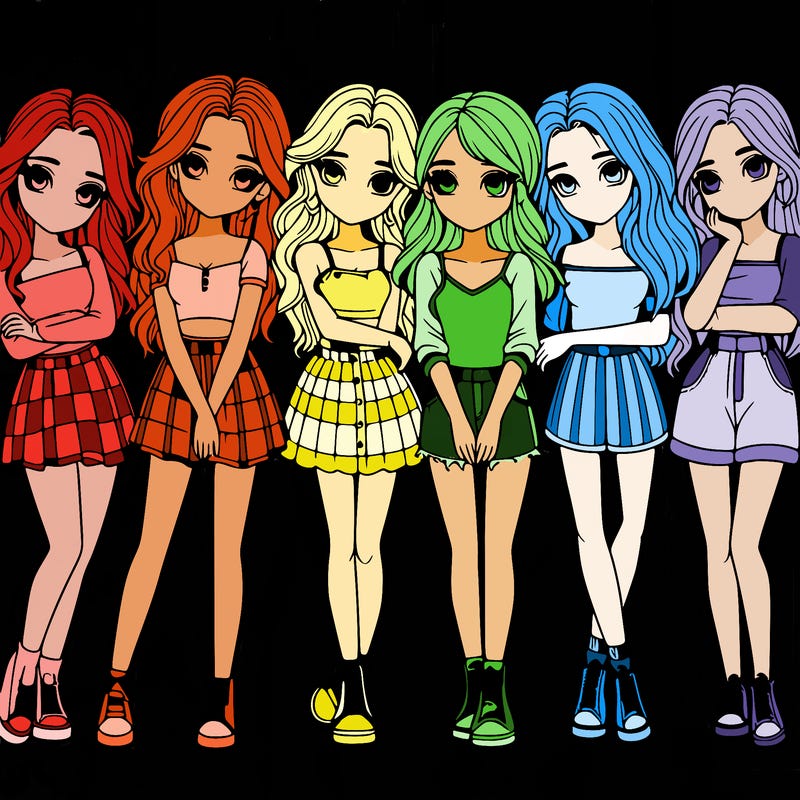 a group of girls realistic