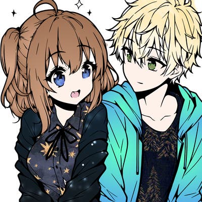 anime girl and boy flirting