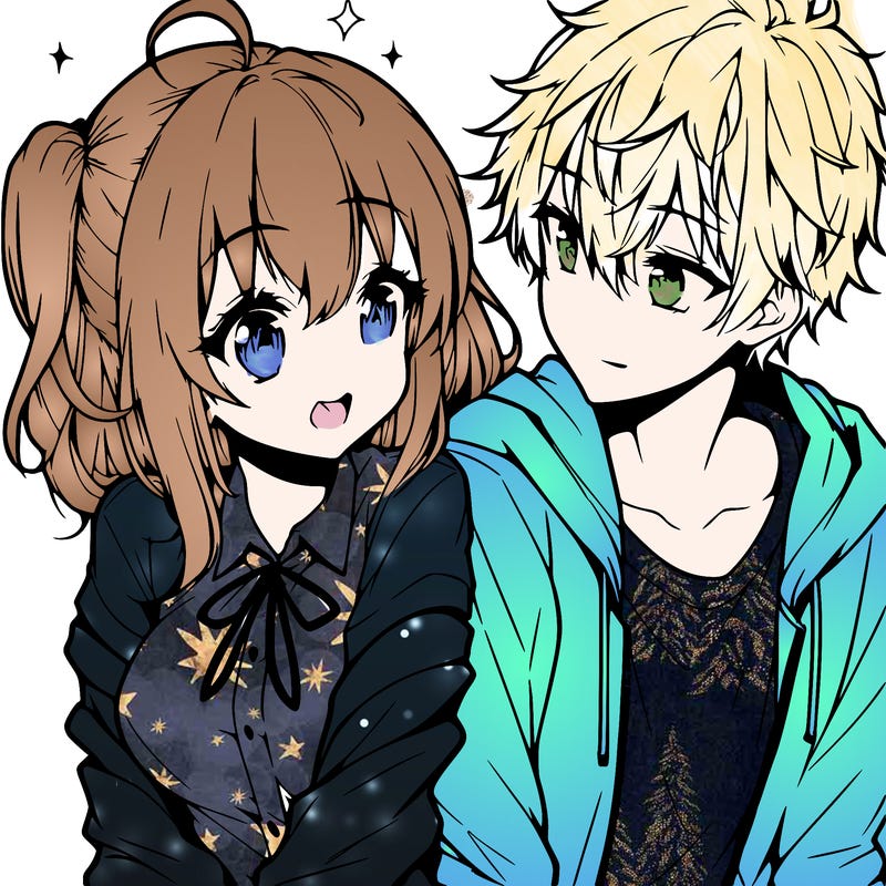 anime girl and boy flirting