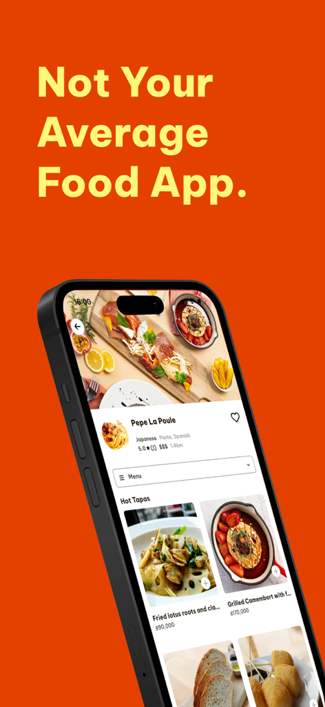 Anh Béo - Anh Beo app interface showing a restaurant menu with various food items on a smartphone screen.