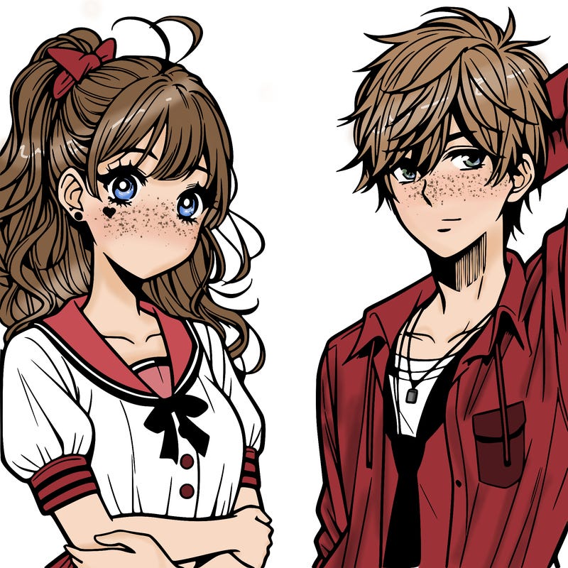 teenage manga boy and girl