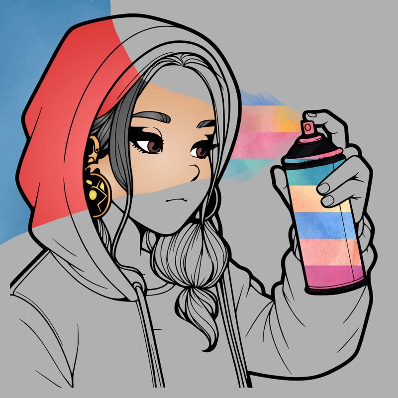 a realistic girl, spray painting