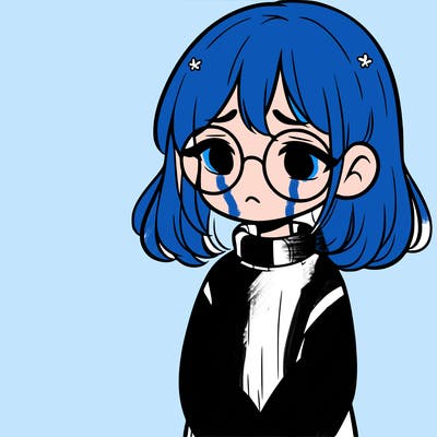 sad girl with glasses in a sweater