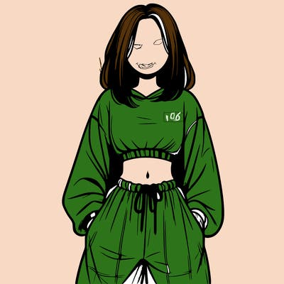 realistic girl faceless with baggy pants and a crop top