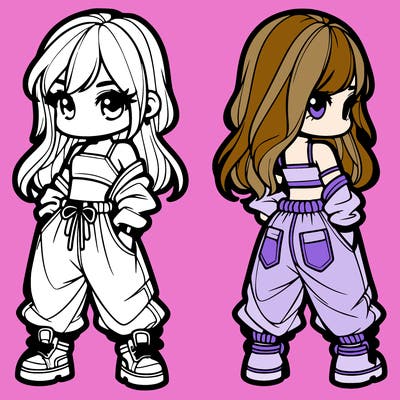 girl in crop top and baggy pants