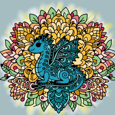 floral mandala dragon